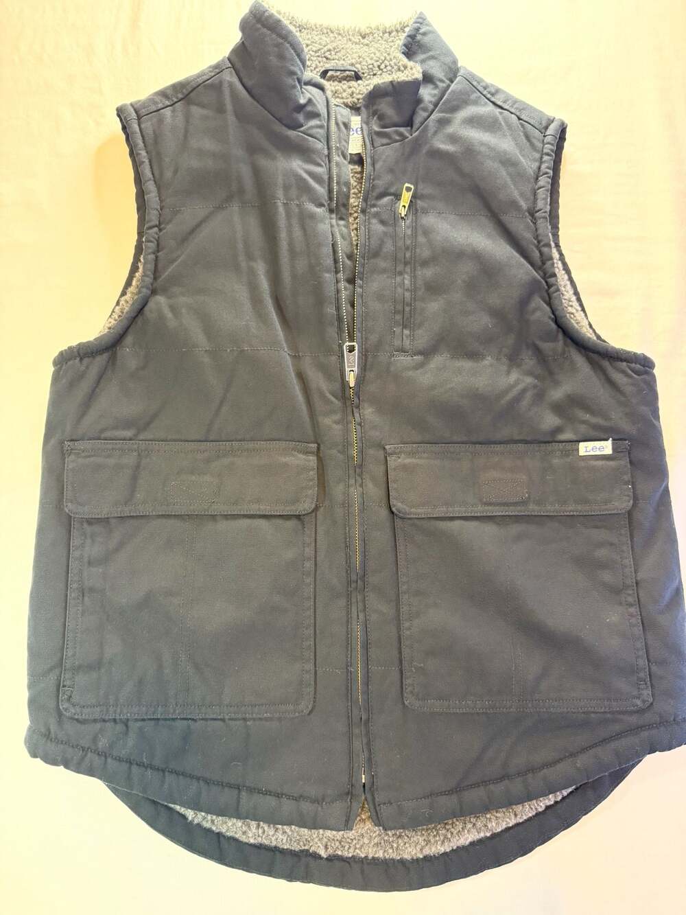 Lee Men's Sherpa Lined Full Zip Workwear Vest, Black, Size S